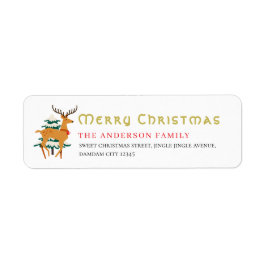 Christmas Tree & Reindeer Simple Return Address Returadress Etikett
