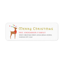 Christmas Tree & Reindeer Simple Return Address Returadress Etikett