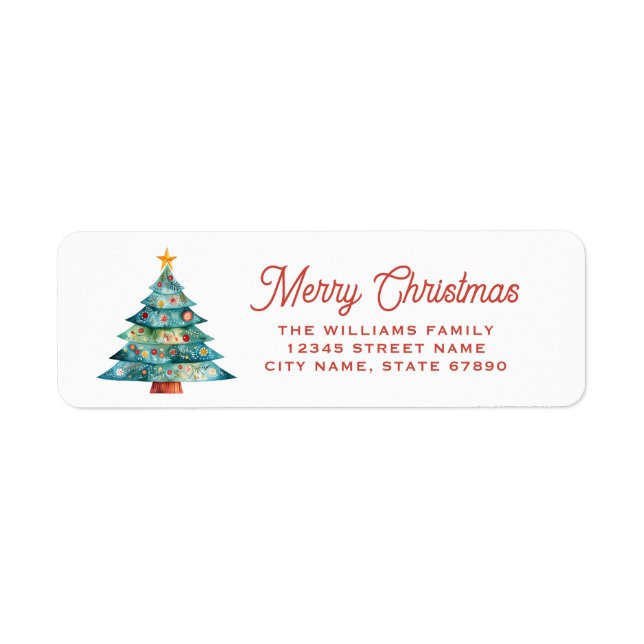 Christmas Tree Return Address Labels Returadress Etikett (Framsidan)