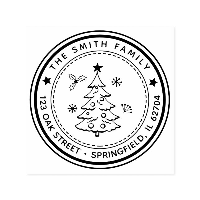 Christmas Tree Return Address Ruber Stamp Självfärgande Stämpel (Design)
