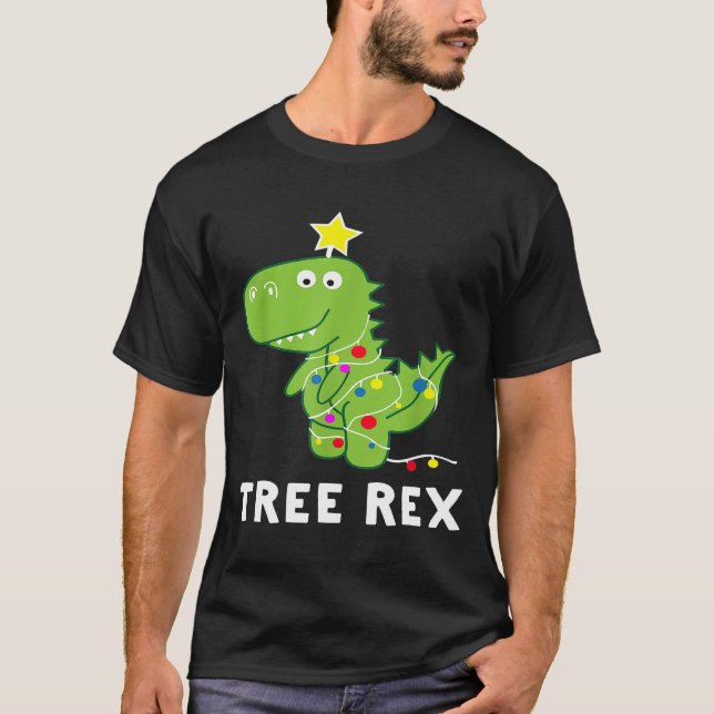 Christmas Tree Rex  Dinosaur Christmas Graphic T Shirt (Framsida)