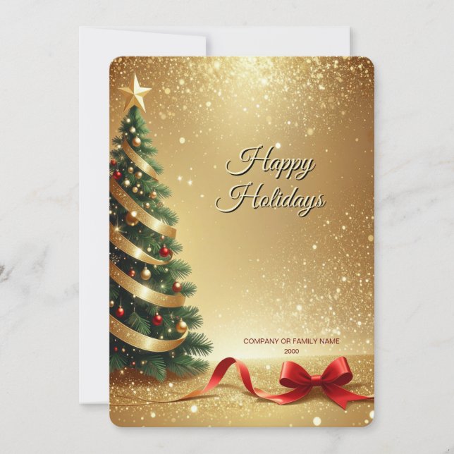 Christmas Tree Ribbons Holiday Card Julkort (Framsida)