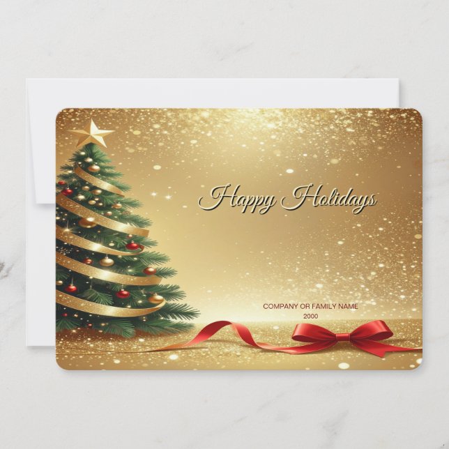 Christmas Tree Ribbons Holiday Card Julkort (Framsida)