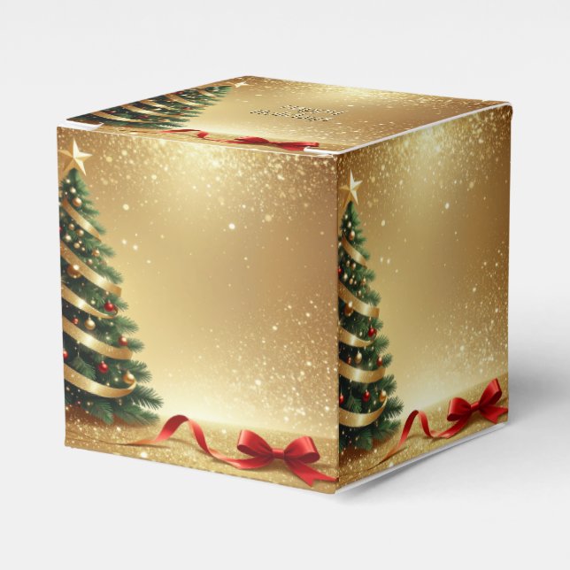 Christmas Tree Ribbons Holiday Favor Box Presentaskar (Framsidan Sidan)