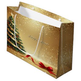 Christmas Tree Ribbons Holiday Gift Bag