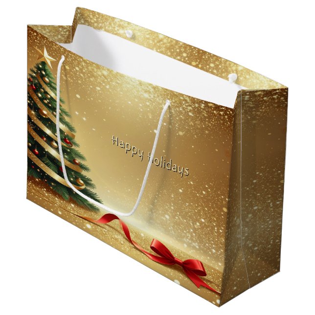 Christmas Tree Ribbons Holiday Gift Bag (Framsidan Vinklad)
