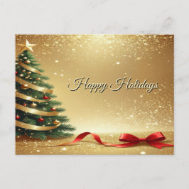 Christmas Tree Ribbons Holiday Postcard Vykort