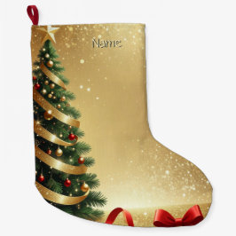 Christmas Tree Ribbons Holiday Stocking Stor Julstrumpa