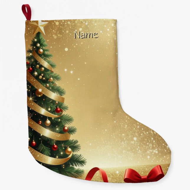 Christmas Tree Ribbons Holiday Stocking Stor Julstrumpa (Framsidan)