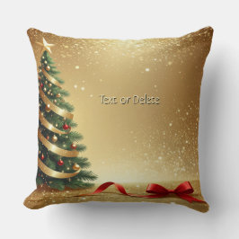 Christmas Tree Ribbons Holiday Throw Pillow Kudde