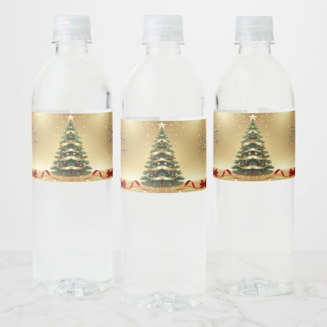 Christmas Tree Ribbons Holiday Water Bottle Label Vattenflaskor Etikett (Flaskor)