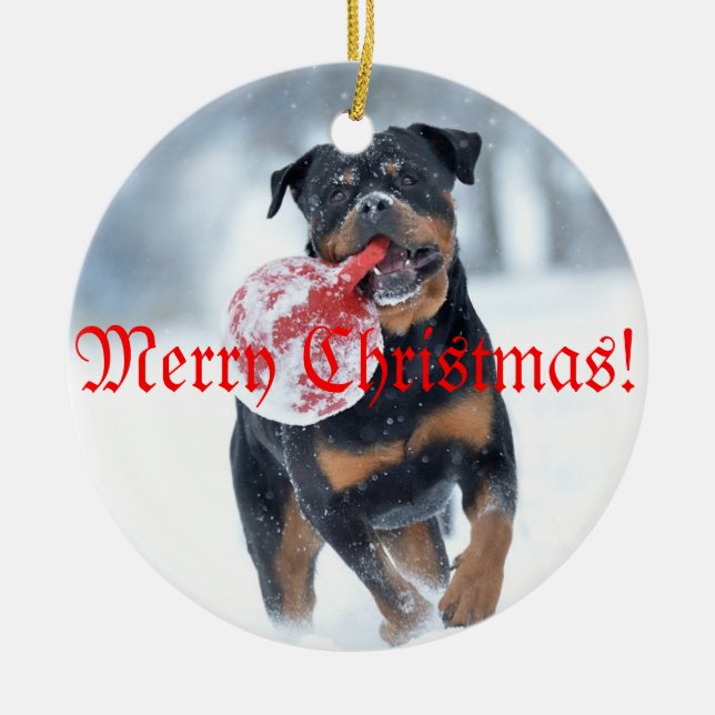 Christmas tree Rottweiler Julgransprydnad Keramik (Framsidan)