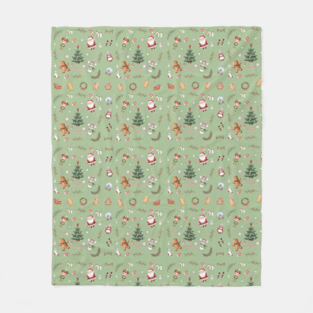 Christmas Tree Santa cute character holiday design Fleecefilt (Framsidan)