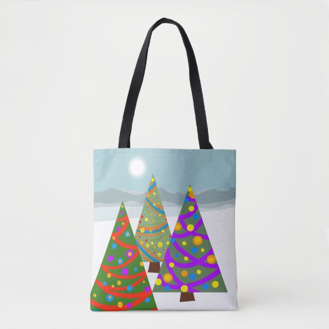 Christmas Tree Scene Tote Tygkasse (Framsida)