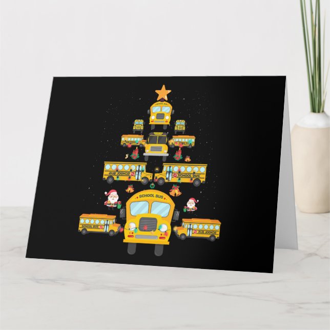 Christmas Tree School Bus Funny Driver Xmas Gift Kort (Framsida)