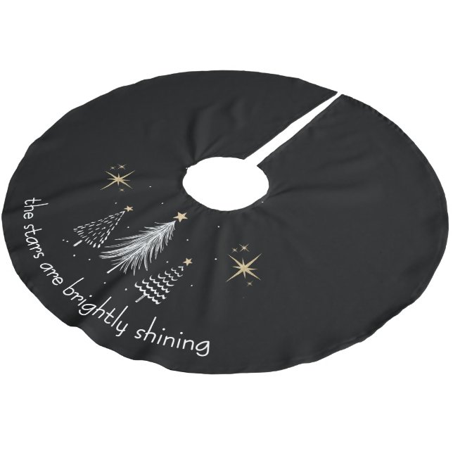Christmas Tree Skirt with Gold Stars Julgransmatta Borstad Polyester (Vinklad)