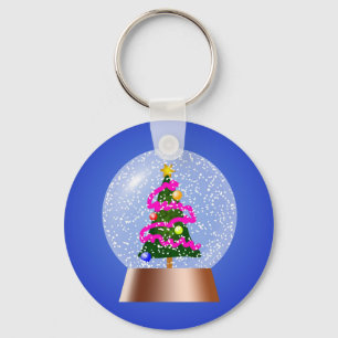 Christmas Tree Snow Globe Nyckelring