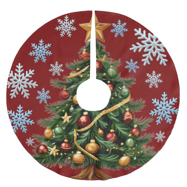Christmas Tree Snowflake Tree Skirt Julgransmatta Borstad Polyester (Framsidan)