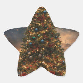 Christmas Tree Star Sticker Stjärnformat Klistermärke