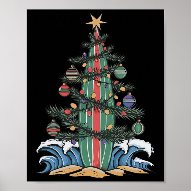 Christmas Tree Surfboard _1  Poster (Framsidan)