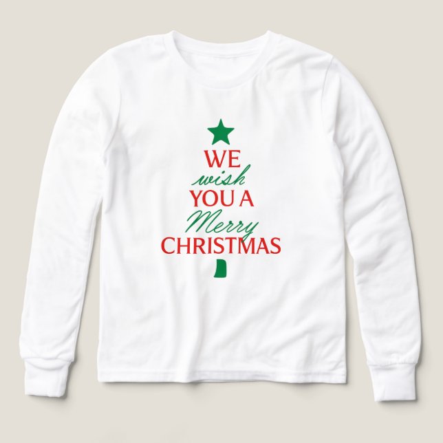 Christmas Tree Text Hoodie – Festive Holiday Messa T Shirt (Design framsida)