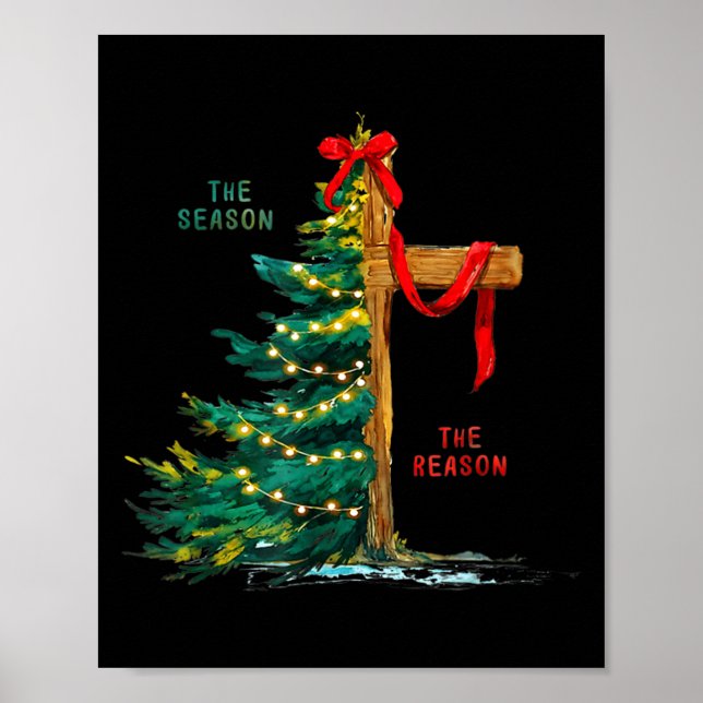 Christmas Tree The Season Jesus Cross Faith Holida Poster (Framsidan)