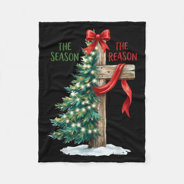 Christmas Tree The Season Jesus Cross The Reason X Fleecefilt (Framsidan)