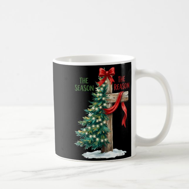 Christmas Tree The Season Jesus Cross The Reason X Kaffemugg (Höger)