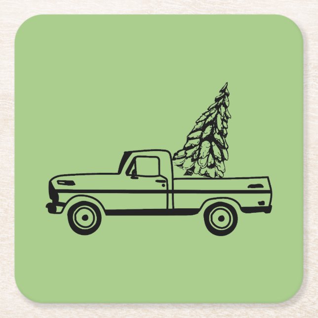 Christmas tree truck underlägg papper kvadrat (Framsidan)
