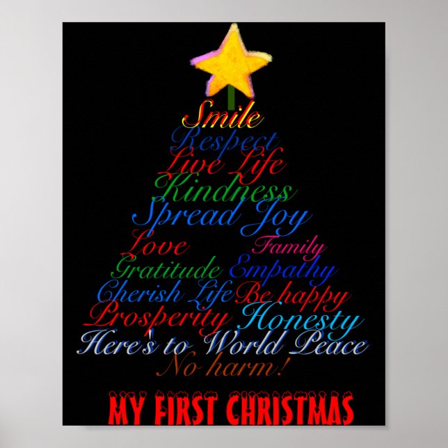Christmas Tree Tygraphy Babys First Christmas Baby Poster (Framsidan)