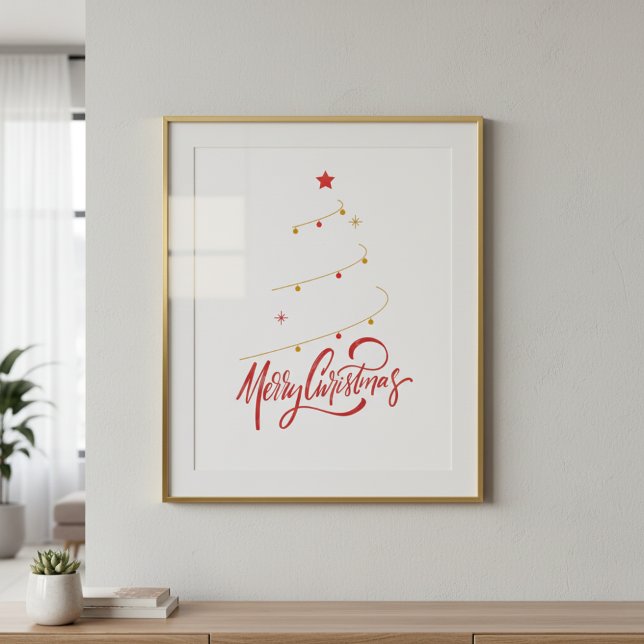 Christmas Tree Typography Script Minimalist Poster (Skapare uppladdad)
