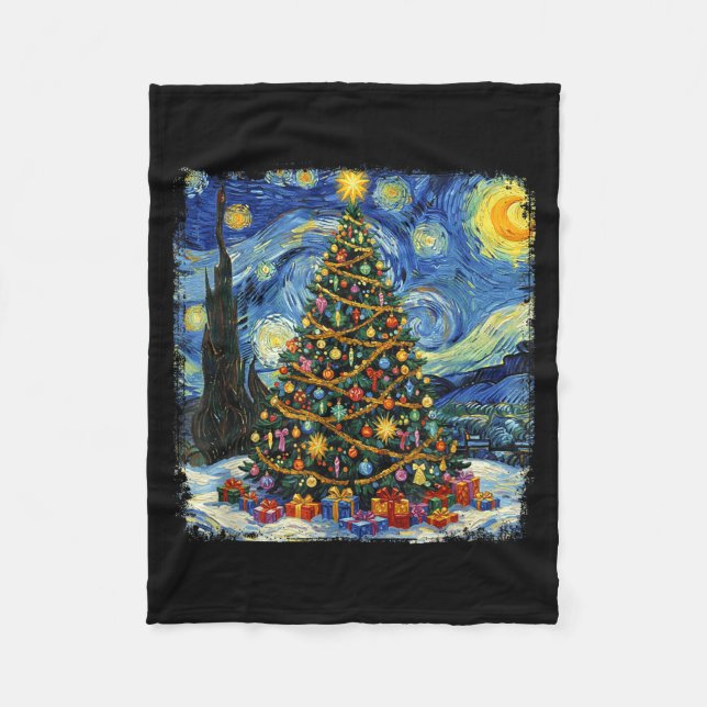 Christmas Tree Van Gogh Starry Night Christmas 202 Fleecefilt (Framsidan)