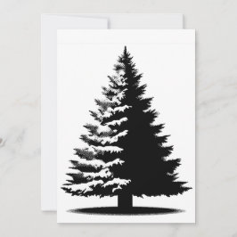 Christmas Tree White & Black Elegant Distressed Julkort