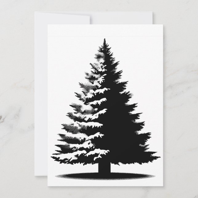 Christmas Tree White & Black Elegant Distressed Julkort (Framsida)