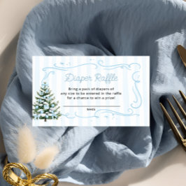 Christmas Tree Winter Blue Diaper Raffle Tickets Tilläggskort