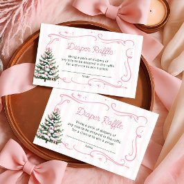 Christmas Tree Winter Pink Diaper Raffle Tickets Tilläggskort