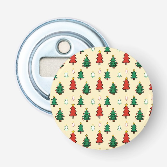 Christmas tree with star topper seamless pattern flasköppnare (Framsidan)
