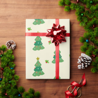 Christmas Tree Wrapping Paper | Cozy Illustrations Presentpapper