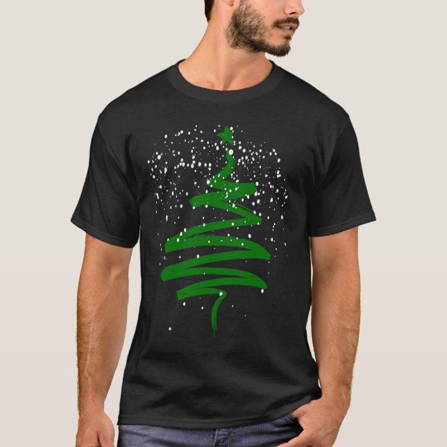 Christmas Tree Xmas Tree Green Brush Stroke Men Wo T Shirt (Framsida)