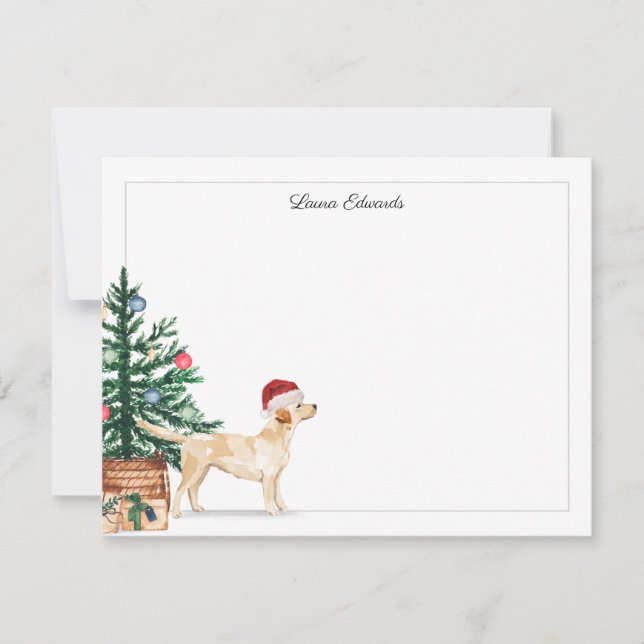 Christmas Tree Yellow Labrador Retriever Holiday Anteckningskort (Framsida)
