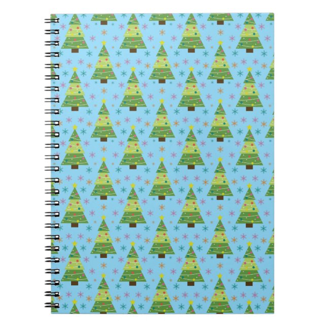 Christmas Trees and Snowflakes Repeat Pattern Anteckningsbok (Framsidan)