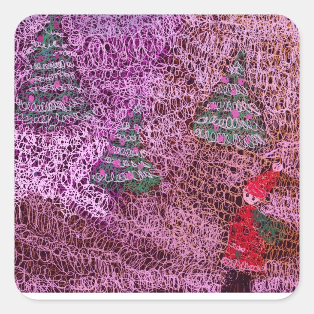 Christmas trees fyrkantigt klistermärke (Framsida)