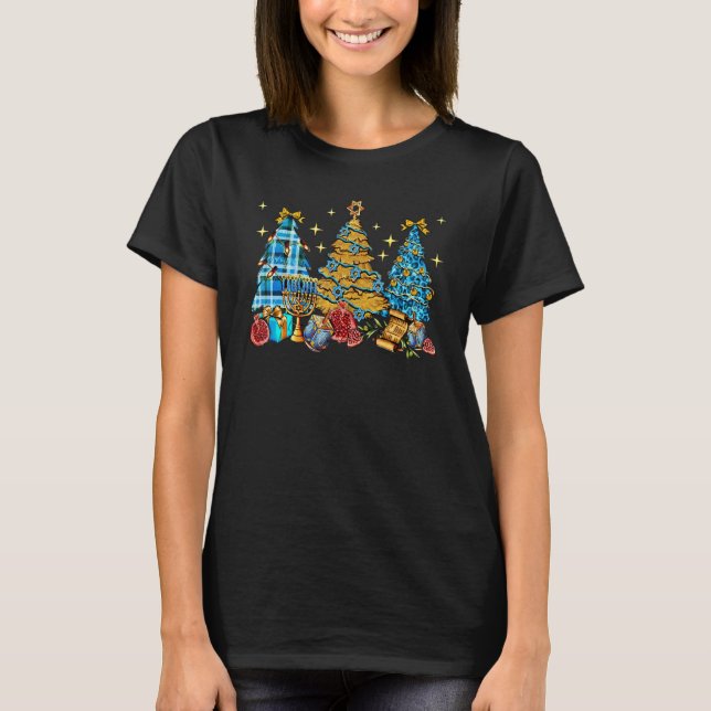 Christmas trees Hannukah western Menorah Jewish Dr T Shirt (Framsida)
