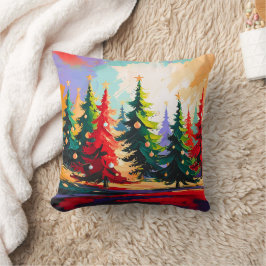 Christmas Trees painting Landscape Kudde