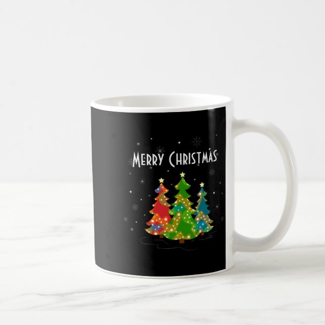 Christmas Trees Snowflakes Whimsical Fun Red T Shi Kaffemugg (Höger)