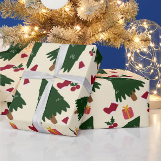 Christmas Trees, Stockings and Berries  Presentpapper