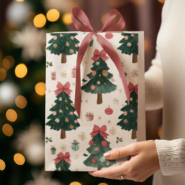 Christmas Trees with Bows Gift Bag
