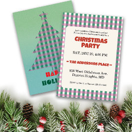 Christmas Trendy Checks Customize Party Inbjudningar
