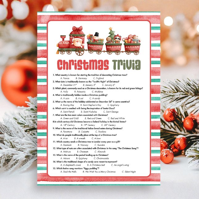 Christmas Trivia Game Julkort (Christmas Game Card)