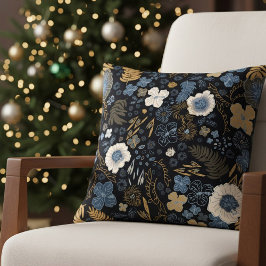 Christmas Tropical Coastal Blue Hibiscus Floral Kudde